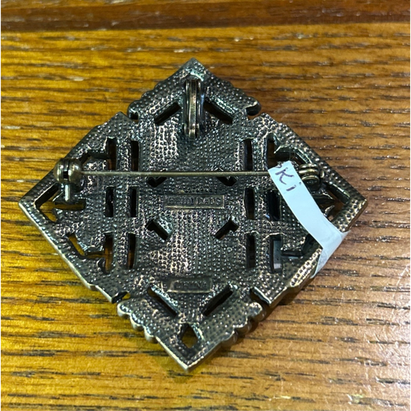 Women's Heidi Daus Art Deco Rhinestone Diamond Shaped Brooch / Pendant - Picture 2 of 3